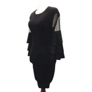 Jealous Tomato Black Tiered Ruffle Sleeve Sweater Dress (Size M)